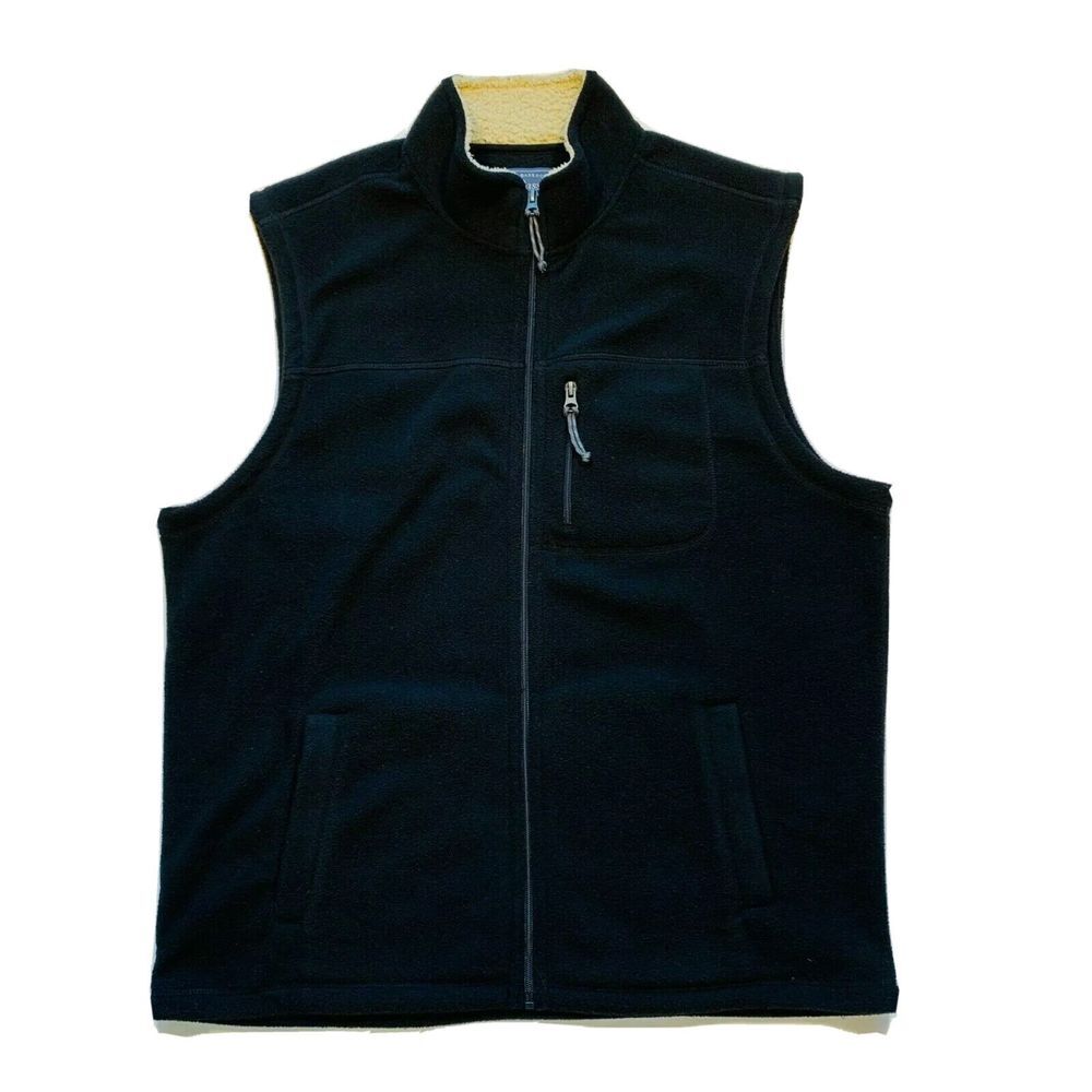 GH Bass & Co Full Zip Explorer Arctic Fleece Vest Sherpa Mock Neck Black L NWOT